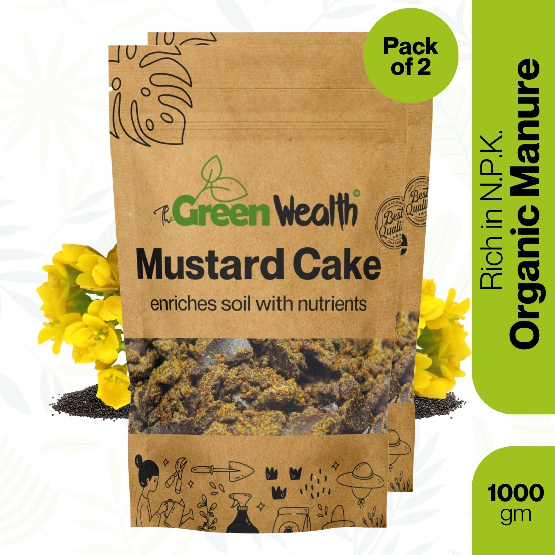 TheGreenWealth Mustard Cake Organic Fertilizer - 1000 GM