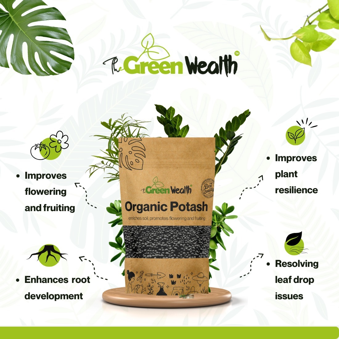 TheGreenWealth Organic Potash Granules for Plants - 0.5 KG