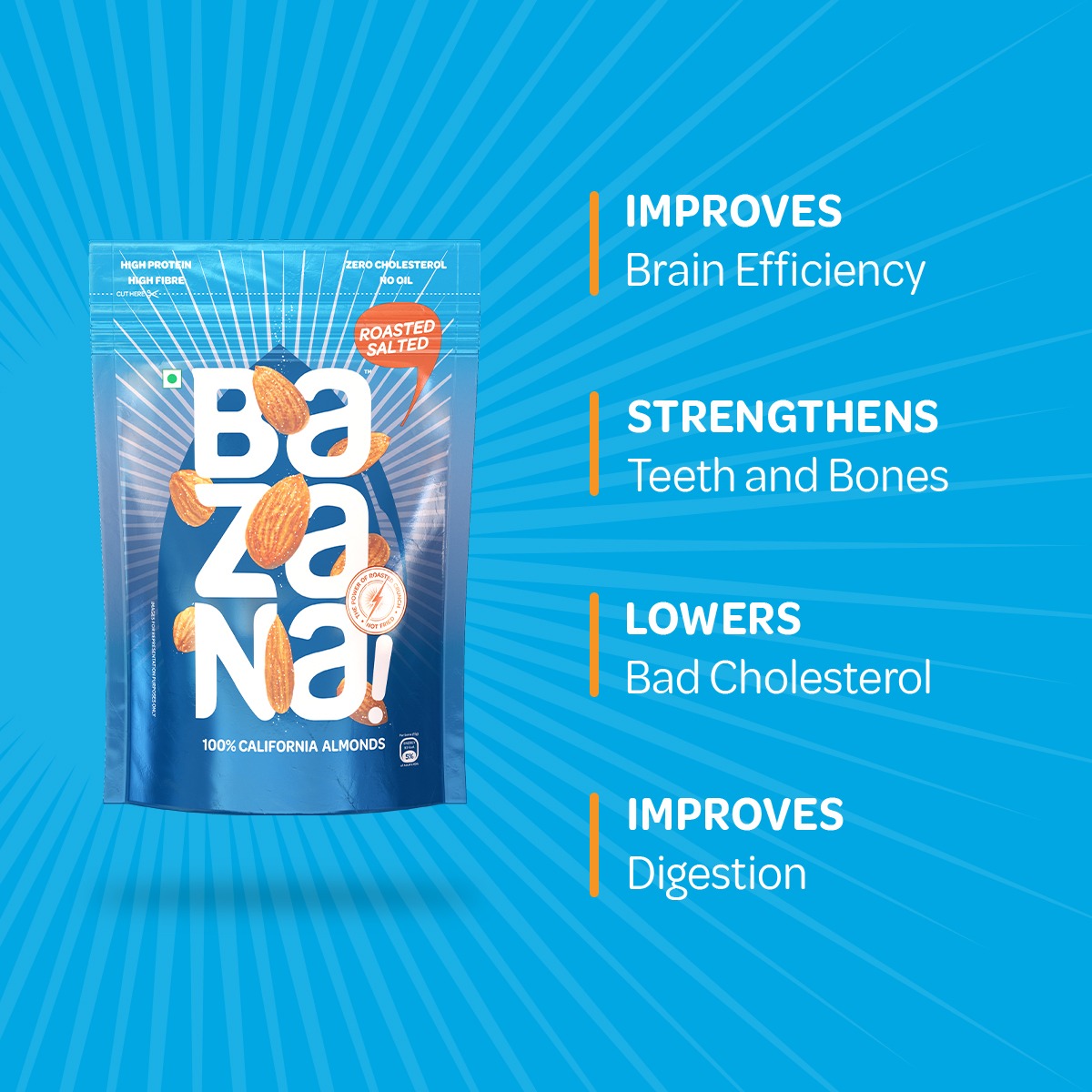 Bazana Red Gift Pack: Indulge in Delightful Crunchiness with Cranberry Slice, Roasted Salted Almonds, and Cashew Standee Packs for Pure Happiness - 