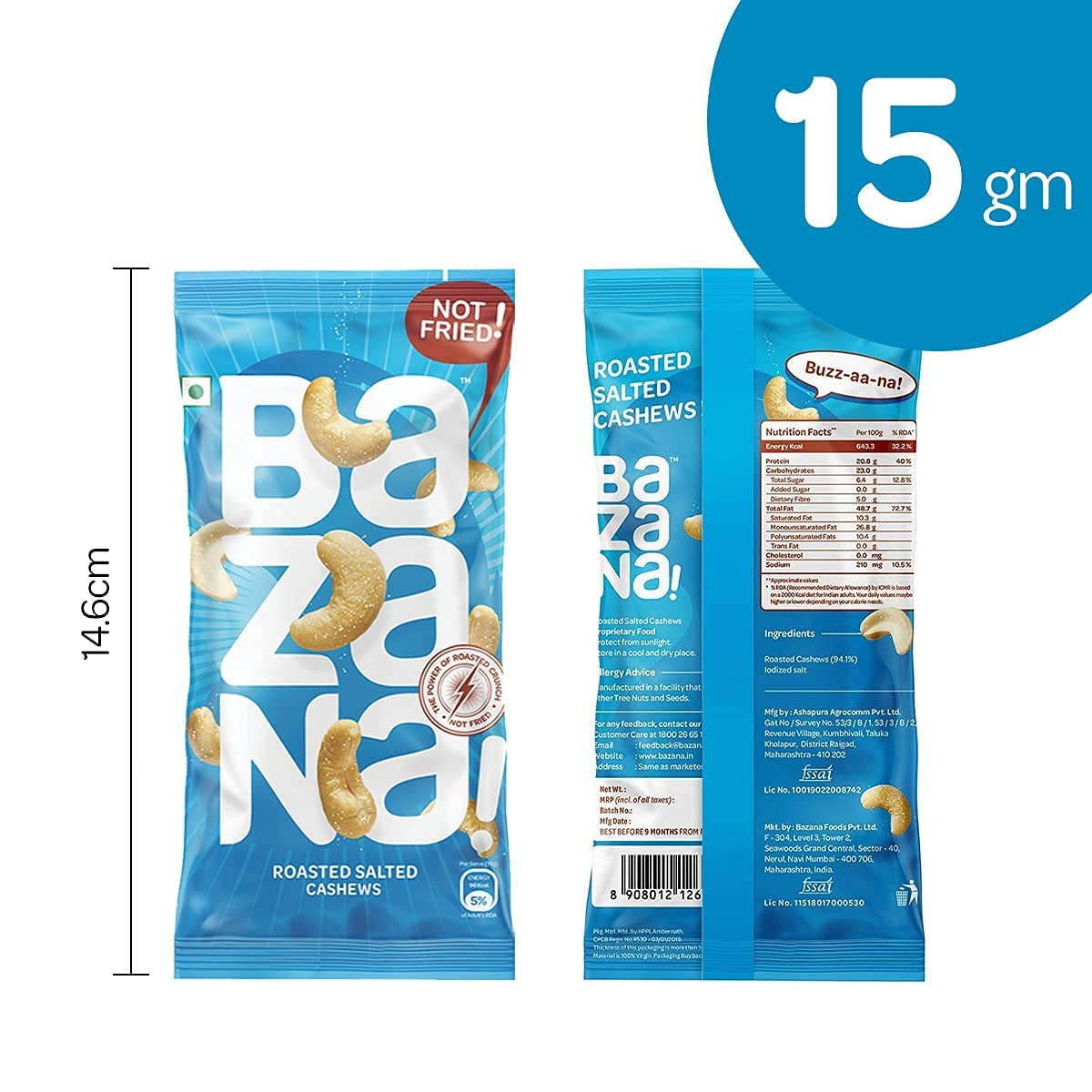 Bazana Seeds Combo Pack - Roasted Healthy Snacks with Almonds, Cashews, Pistachios, Cranberry Fusion Trail Mix, Sunflower Seeds, and Pumpkin Seeds x 4 Each - Nuts and Dry Fruits Combo - Pack of 24 (15g Each) - Cyan Aqua