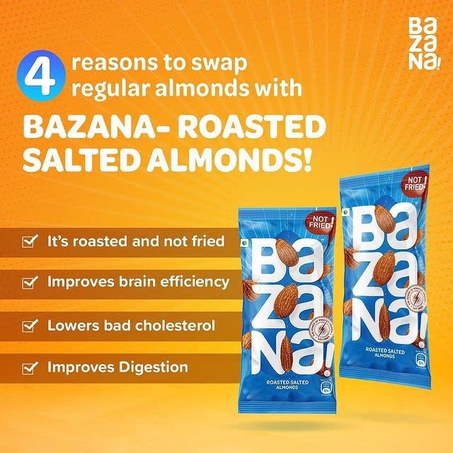 Bazana Nutty Delight: Bazana Kaju Badam Pista Combo Pack - Roasted Salted Almonds, Cashews, Pistachios x 8 units each - Healthy Snack with Dry Fruits (Pack of 24, 15g /pc)