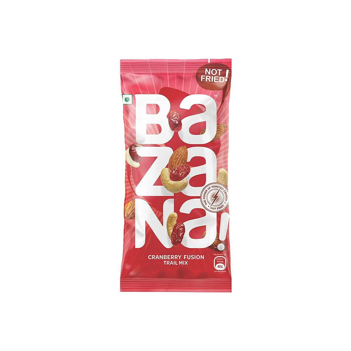 Bazana Cranberry Fusion Trail Mix Snacks - Healthy Nutmix - 24 Packs (15g Each) - No Oil Dry Fruit Mix Pack