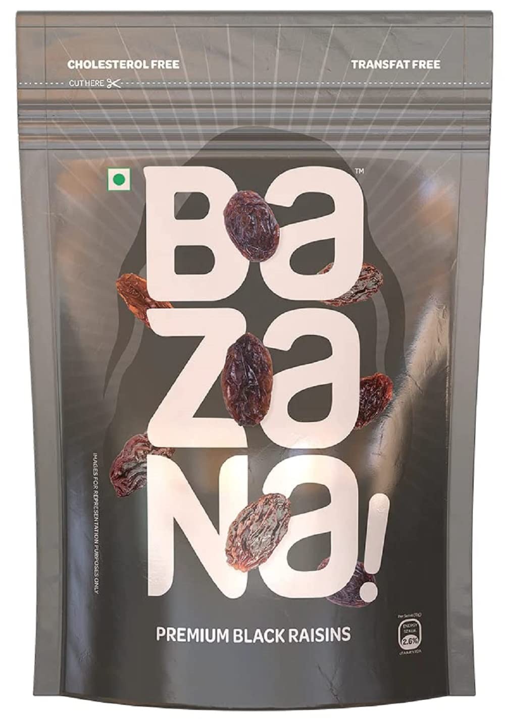 Bazana Premium Sealed Natural Sweet Green & Black Raisins Combo Pack - pack of 200g x 2 unit