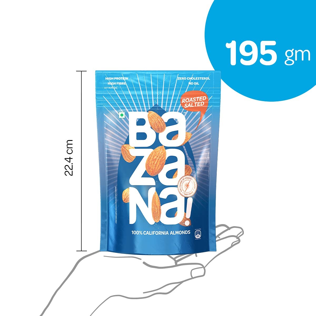 Bazana Roasted Salted Almonds (190g) and Cashews (175g) - Irresistible Dry Fruit Combo for Nut Lovers - Premium Roasted Nuts Combo Pack (2 Pack)