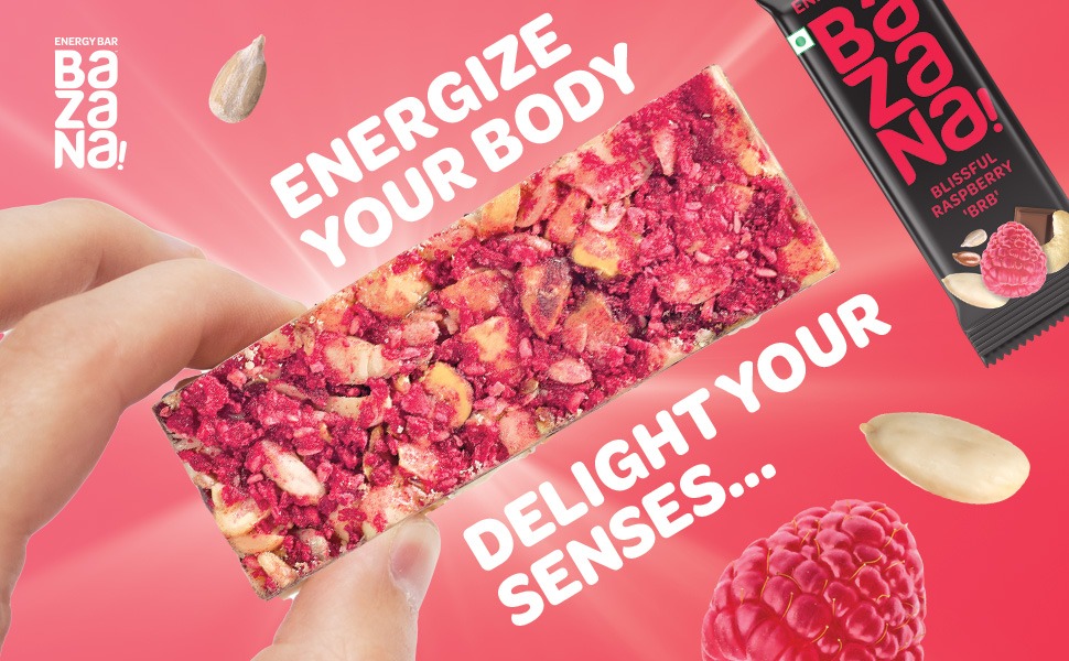 Bazana Boost Your Energy with Bazana Raspberry Energy Bars | Healthy and Delicious Snack Bars (36g x 12 Bars)