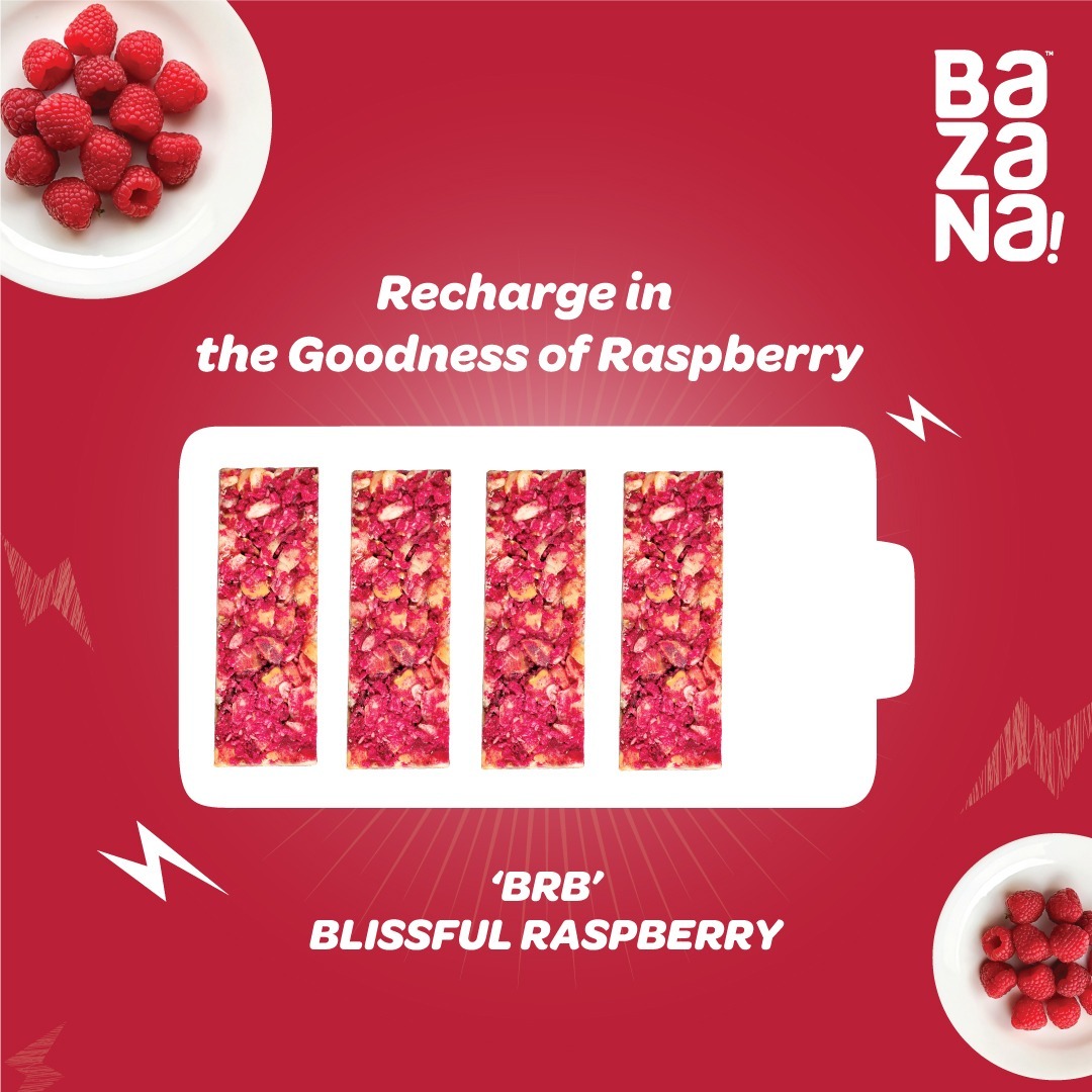 Bazana Boost Your Energy with Bazana Raspberry Energy Bars | Healthy and Delicious Snack Bars (36g x 12 Bars)