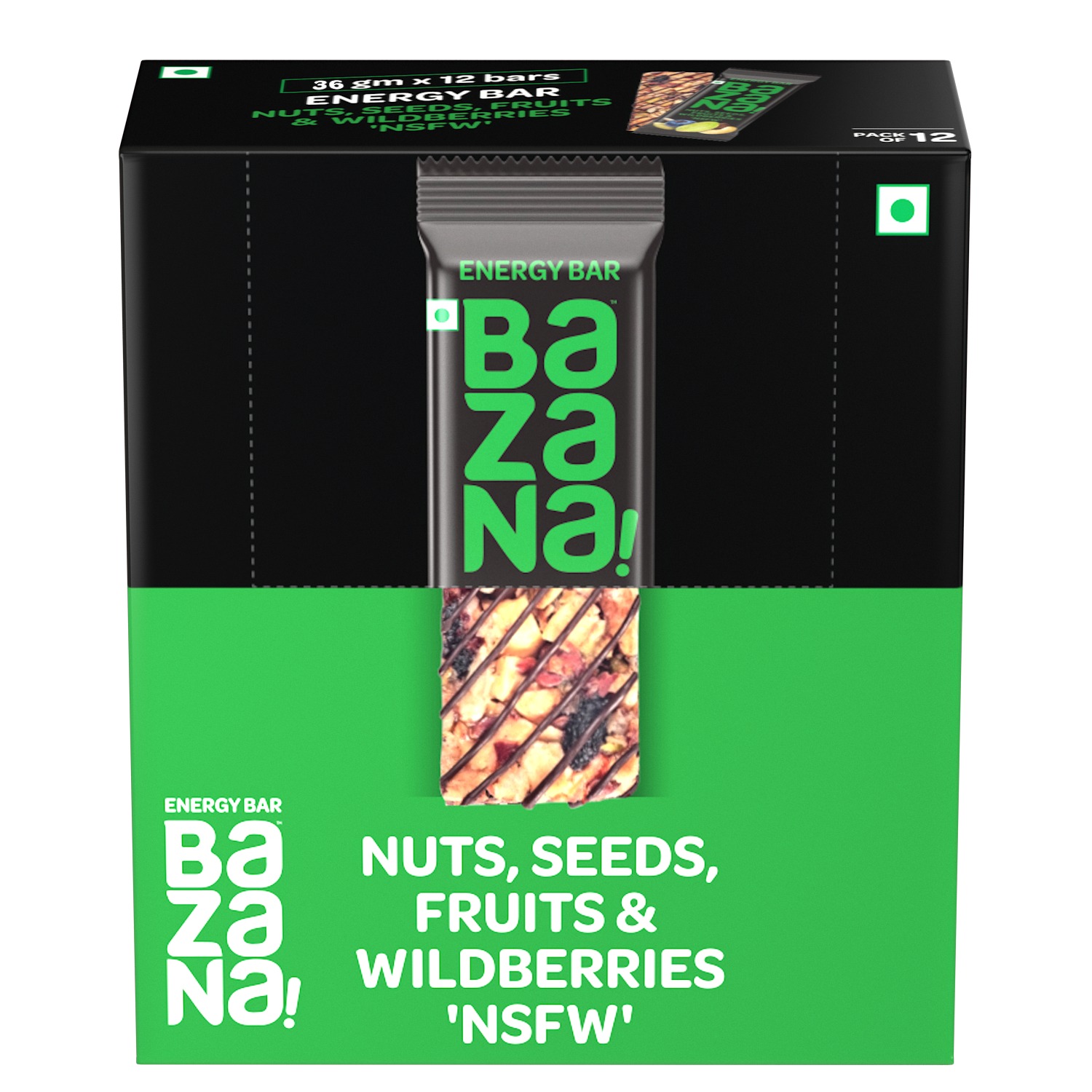 Bazana Nut Seeds Fruit & WildBerries Energy Bars - Indulge in Natural Flavors and Energize Your Day - 12 Bars