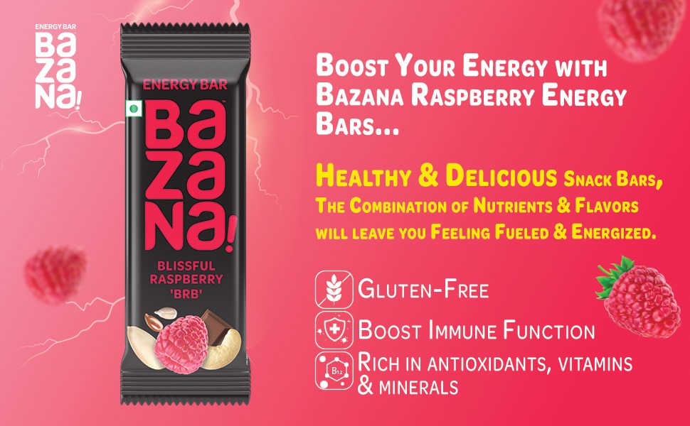 Bazana Energy Boost Trio: Assorted 3-Pack of Energy Bars (Raspberry, Peanut Overload, NutFruit & Berries)