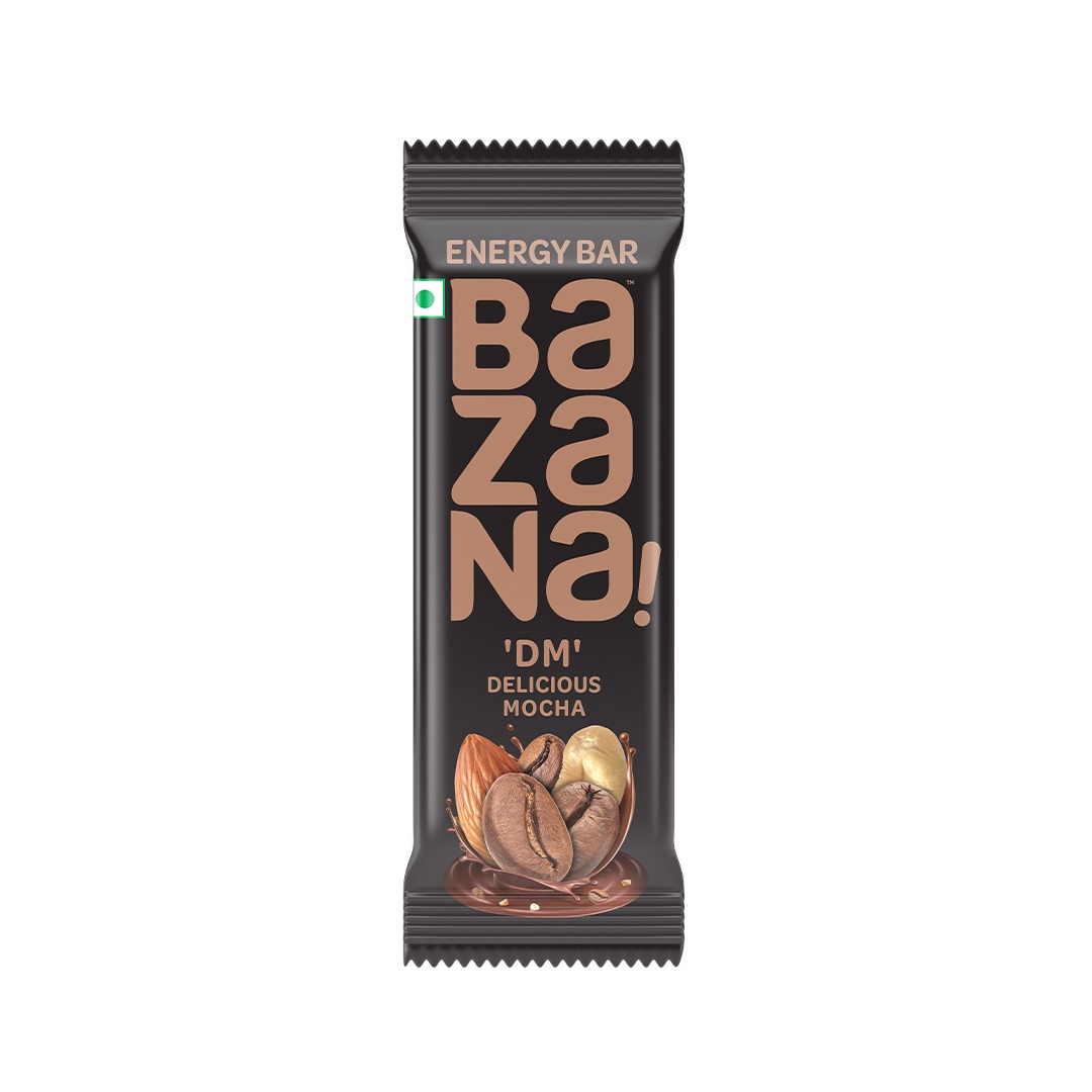 Bazana Delicious Mocha Energy Bar - Indulge in Richness and Vitality with Every Bite | 36 gram x 12 pcs - Black