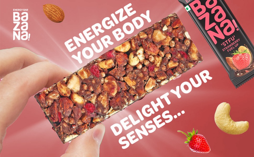 Bazana Strawberry Energy Bar - Bursting with Flavor and Nutritional Goodness for a Wholesome Boost | 36 gram x 12 pcs