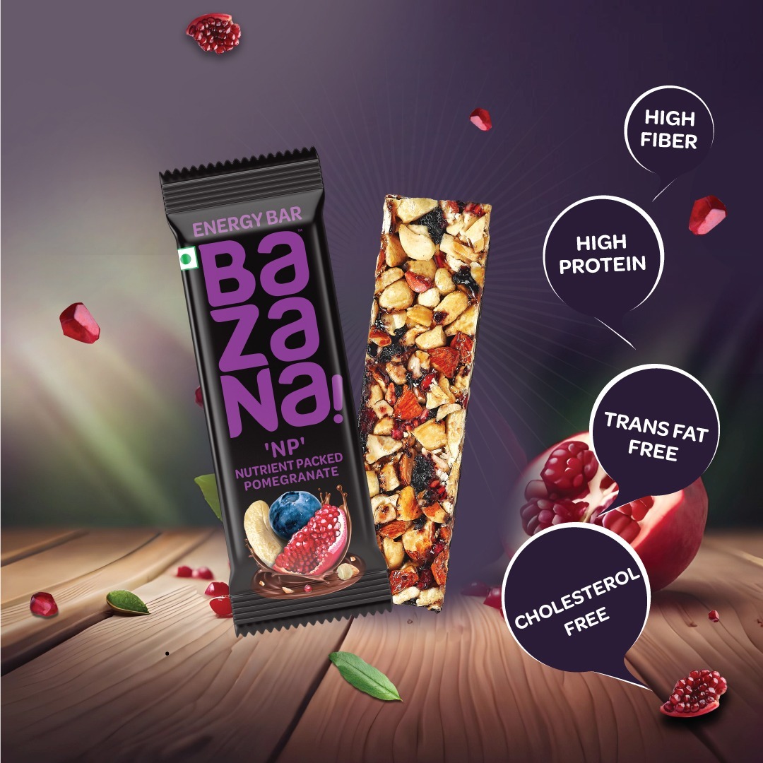 BAZANA Indulge in Natural Bliss: Strawberry Pomegranate Mocha Energy Bar - Your Delicious and Energizing Snack! 36 gram x 12 pcs - Pink