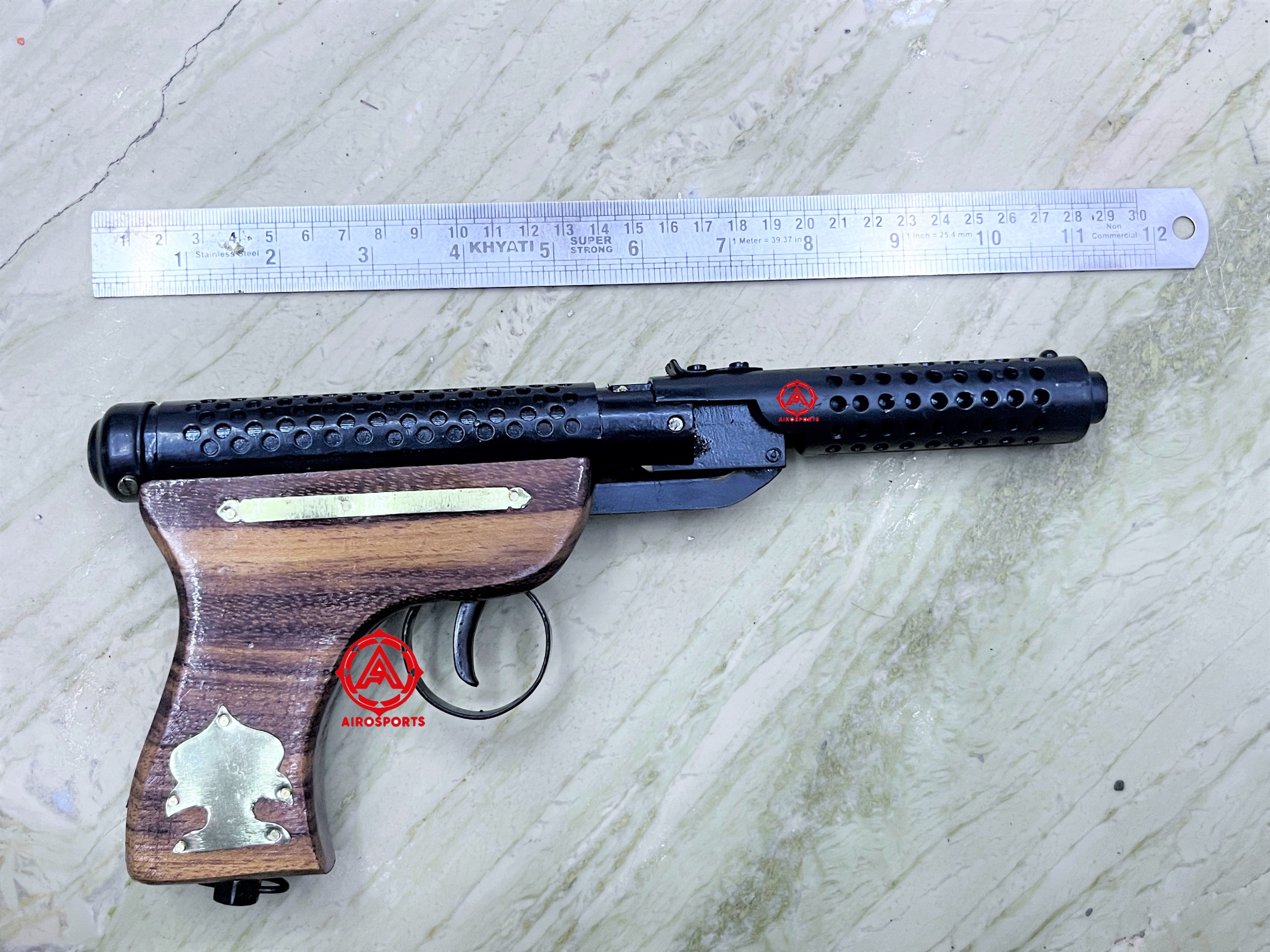 bullet mark 2 toy air pistol wood ( 1 year warranty ) 200 pellet free 
