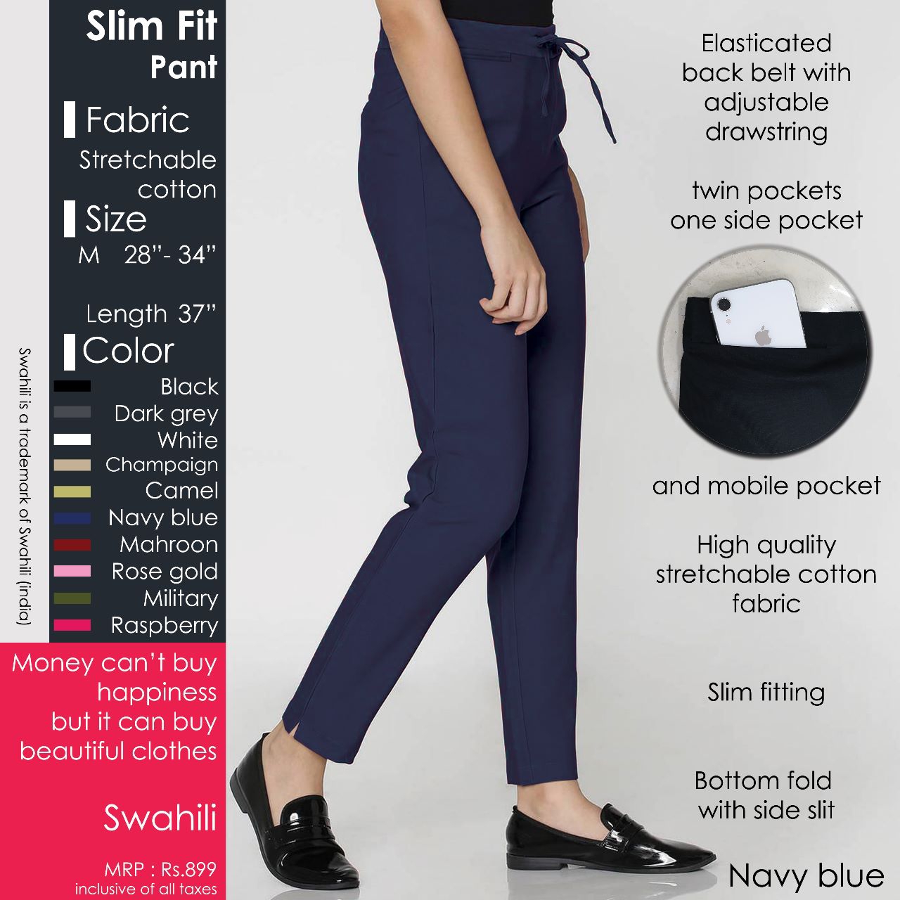 Buy Womens Cotton Lurex SemiFormal Wear Slim Fit PantsCottonworld