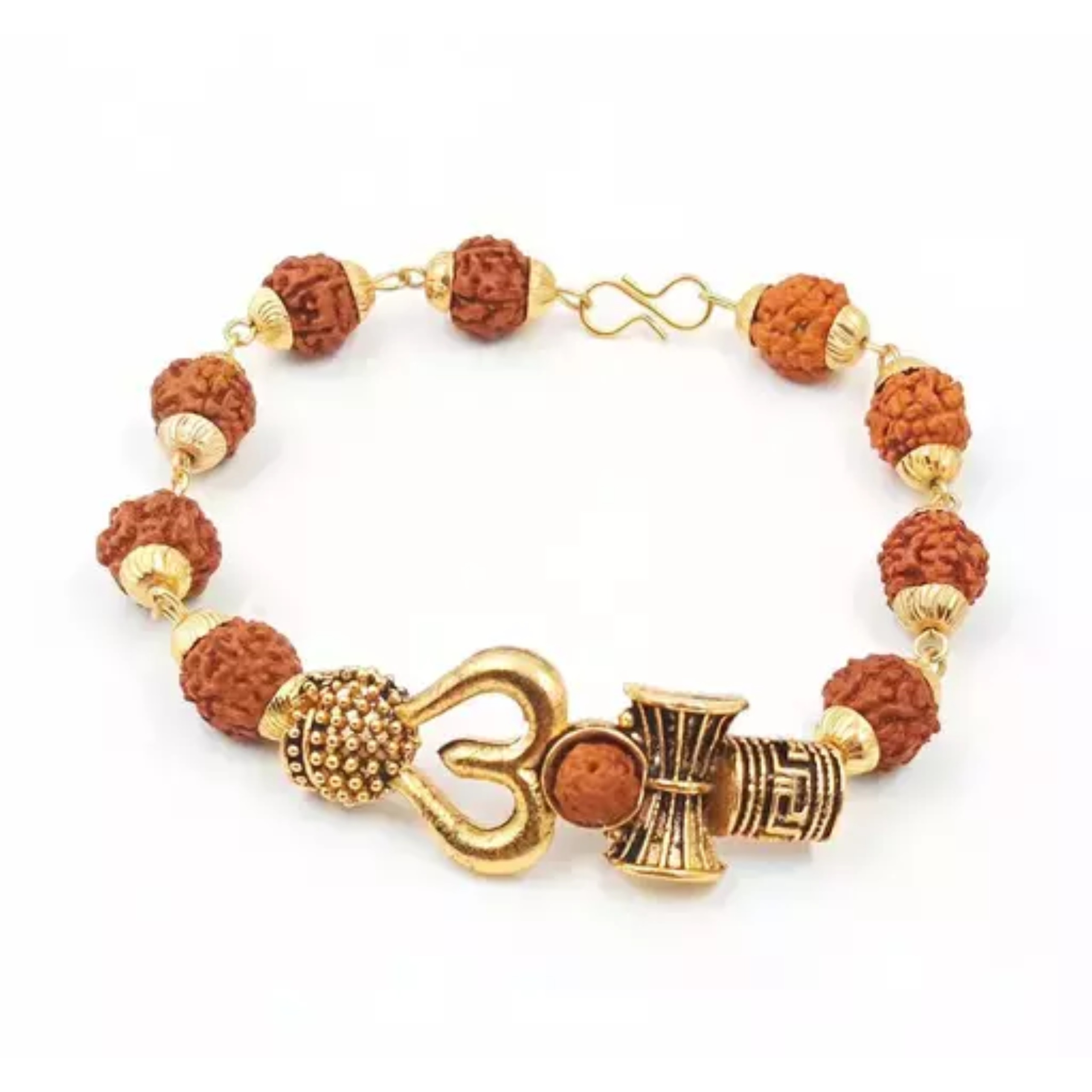 Gold Plated Om Rudraksha Bracelet For Men