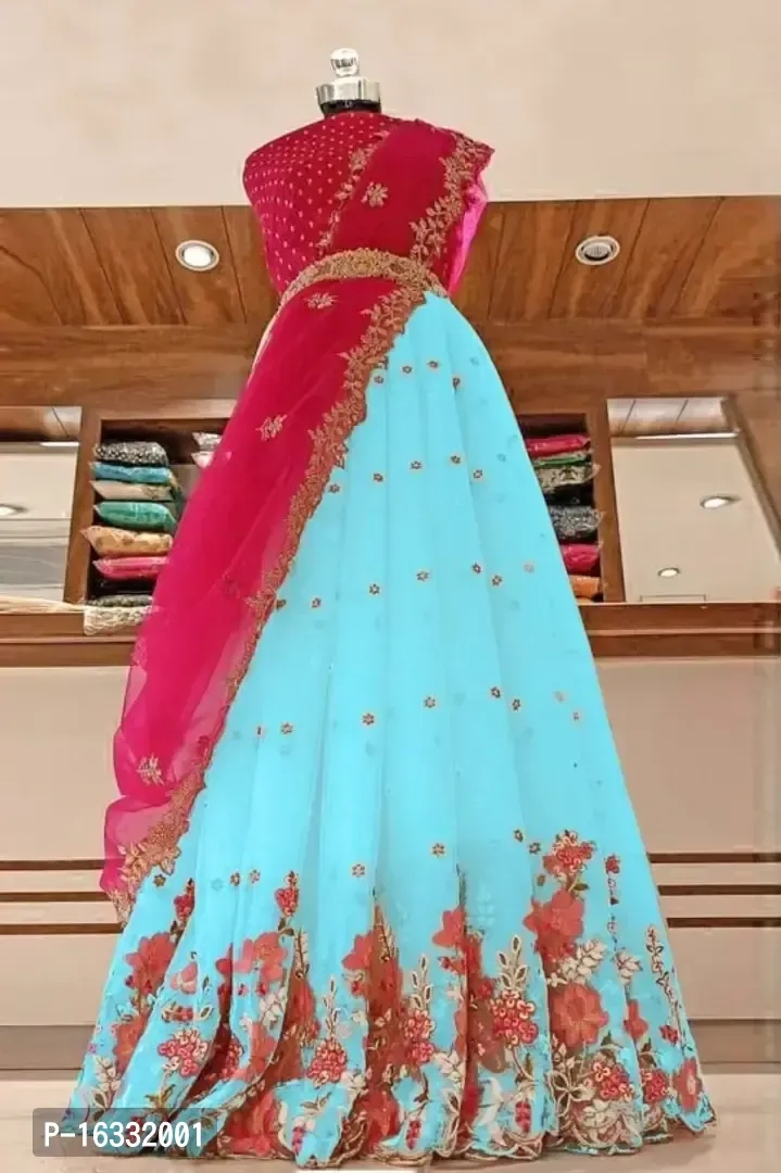 Buy PICCOLO Pink Detailing Lehenga And Blouse With Dupatta (Set of 3) online