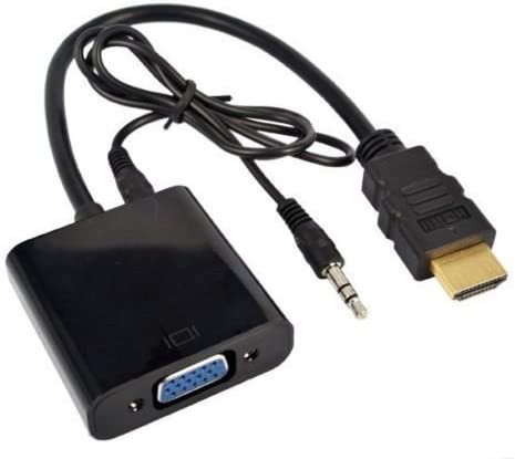 HDMI Male to VGA Female with Audio Cable Converter Adapter HDMI to VGA 1080P Gold-Plated Adapter Compatible with HDTV, Computer, Laptops, Black, One Cable