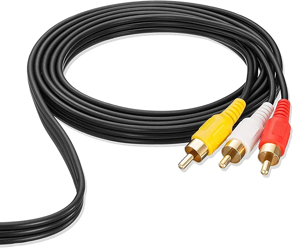 3 RCA Male to Male 3 RCA Audio Video AV Cable. Suitable for TV LC LED Home Theater Laptop PC DVD .Black,1 Pc Pack. (1.5 Meter)