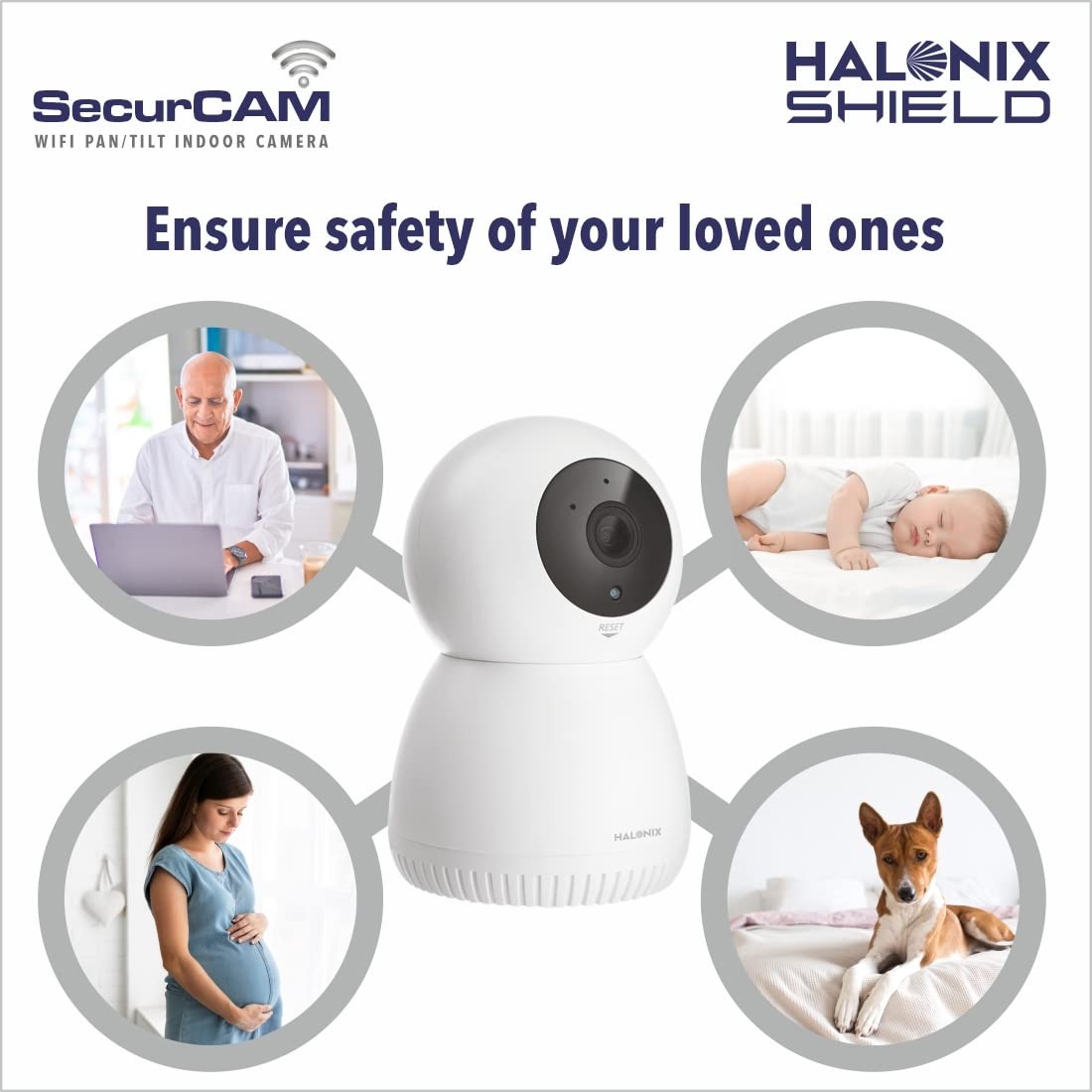 Halonix SecurCAM 360 3MP 3K Pro HD Pan/Tilt Wi-Fi Smart Home Security Camera, 8X Digital Zoom, 2-Way Audio, Night Vision, Motion Detection, SD Card Slot, Live View,Android and iOS (White) 2yr Replacement 