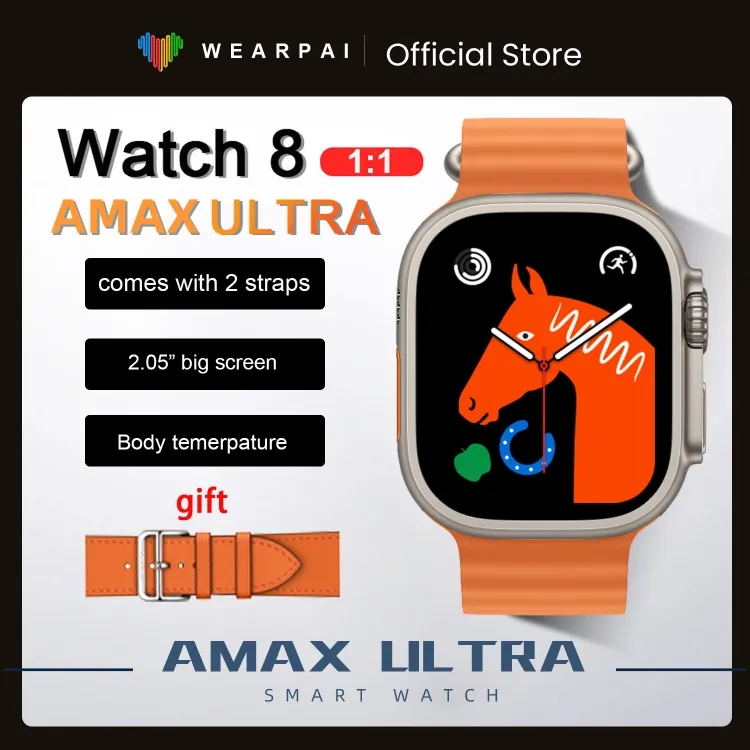 AMAX Ultra 2023 Series 8 Smartwatch Bluetooth Call Inch 49mm Wireless Charging Women Men - Web Orange