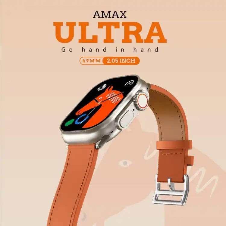 AMAX Ultra 2023 Series 8 Smartwatch Bluetooth Call Inch 49mm Wireless Charging Women Men - Web Orange