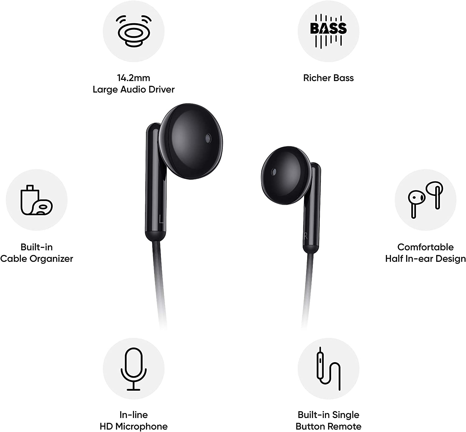 realme Buds Classic Wired in Ear Earphones with Mic (Black) - Black