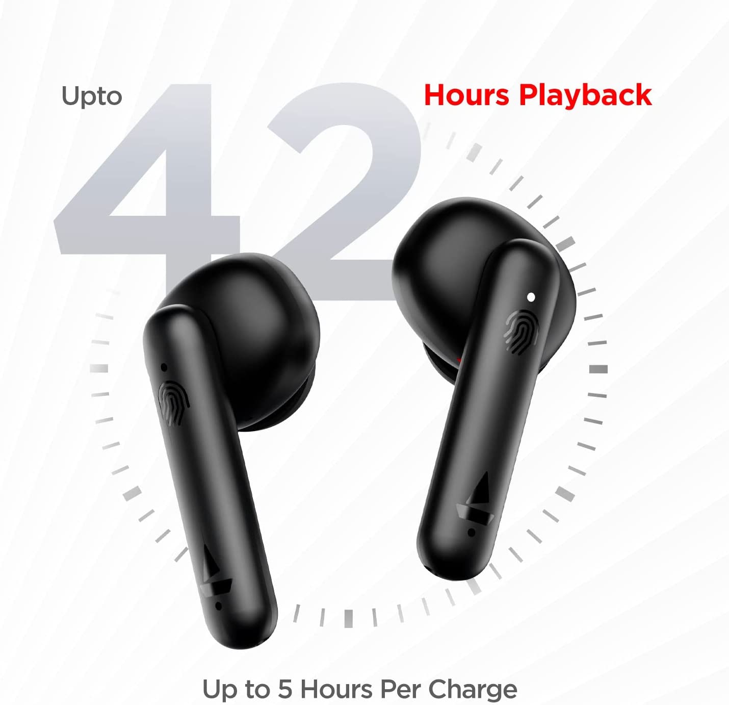 boAt Airdopes 141 Bluetooth Truly Wireless in Ear Headphones with 42H Playtime,Low Latency Mode for Gaming, ENx Tech, IWP, IPX4 Water Resistance, Smooth Touch Controls - Black