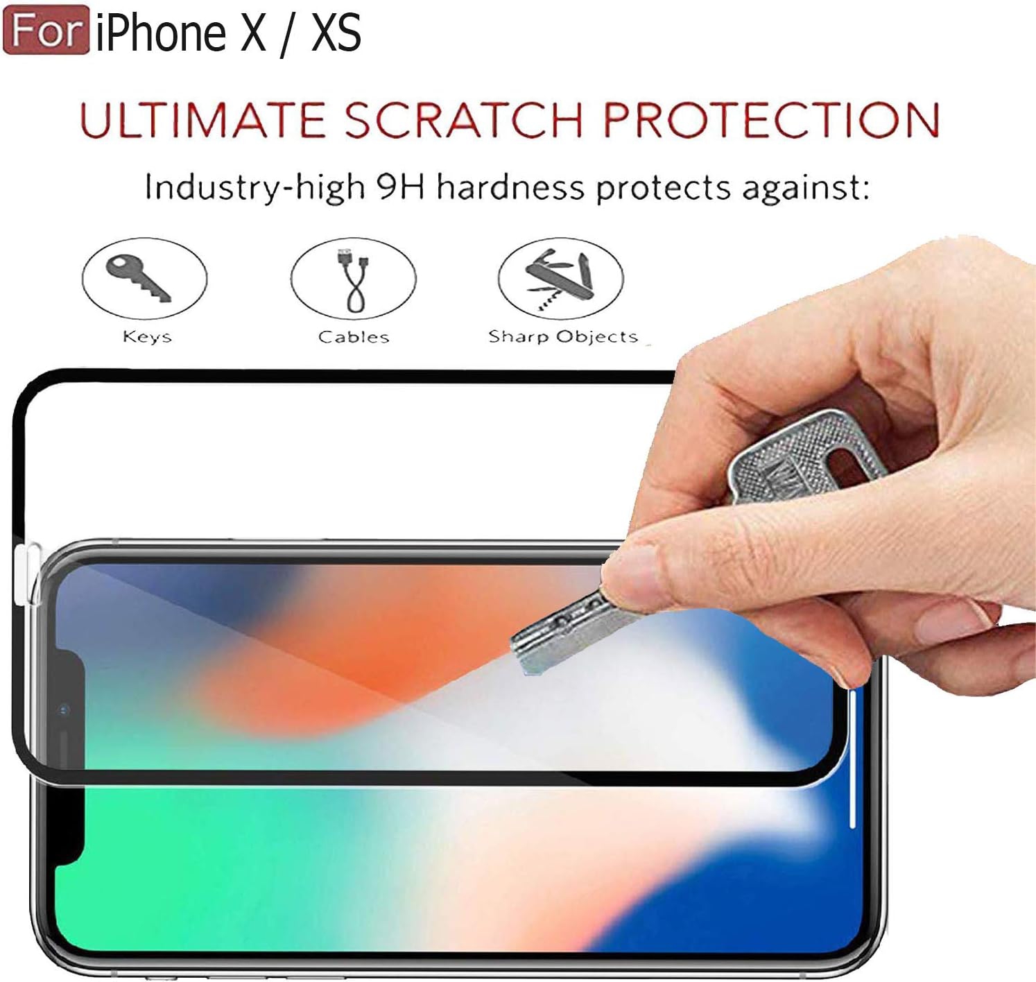 iPhone X/Xs Tempered Glass | Screen Protector Full HD Quality Tempered Glass Anti-Scratch Edge to Edge Coverage with Easy Installation Kit (Black) 