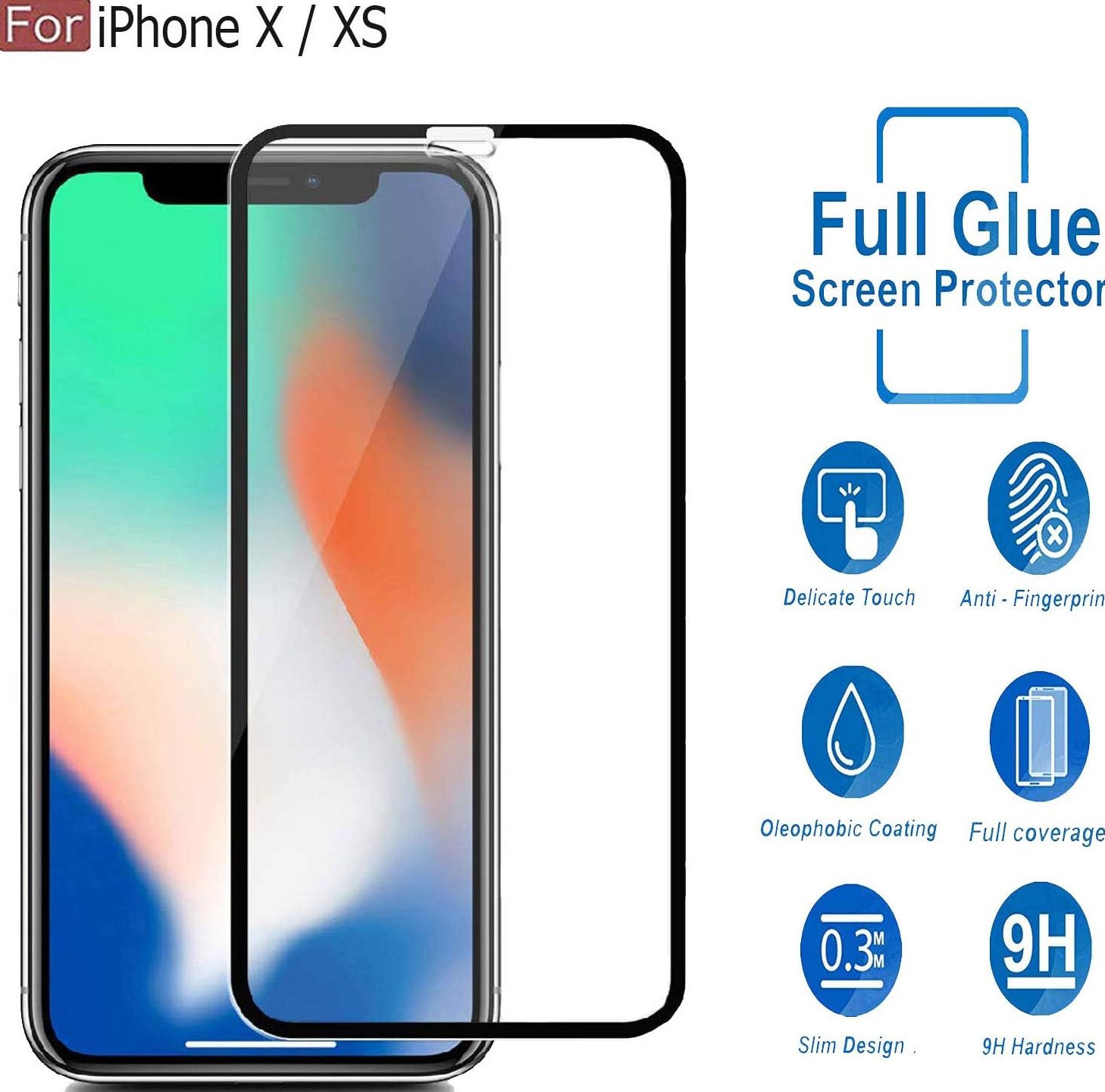 iPhone X/Xs Tempered Glass | Screen Protector Full HD Quality Tempered Glass Anti-Scratch Edge to Edge Coverage with Easy Installation Kit (Black) 