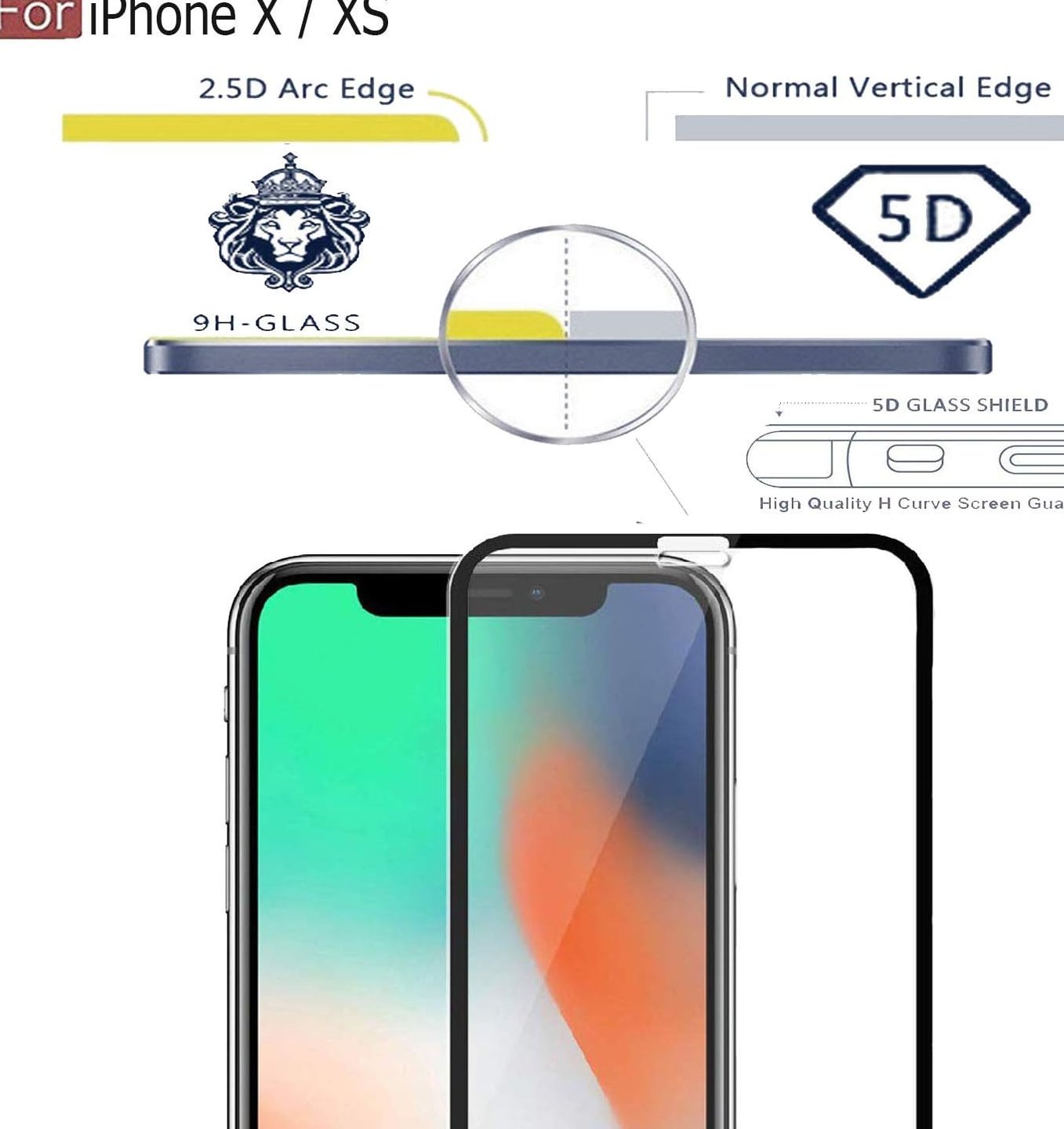 iPhone X/Xs Tempered Glass | Screen Protector Full HD Quality Tempered Glass Anti-Scratch Edge to Edge Coverage with Easy Installation Kit (Black) 