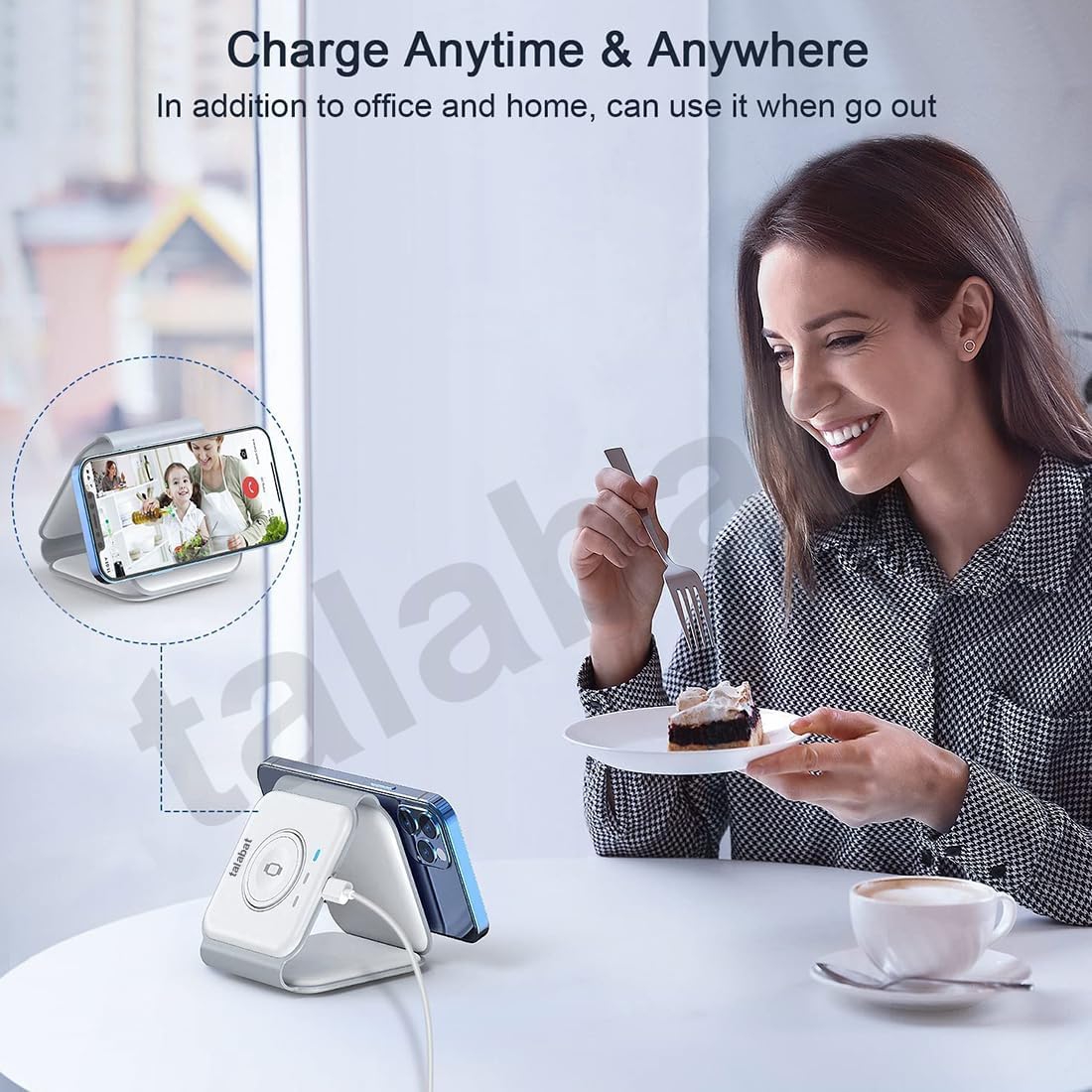 New Wireless Charger 3 In 1,Talabat Magnetic Travel Wireless Charging Station Multiple Devices,Compatible For I-Phone 14/13/12/Pro/Max,Iwatch,Airpods 3/2/Pro,White - White