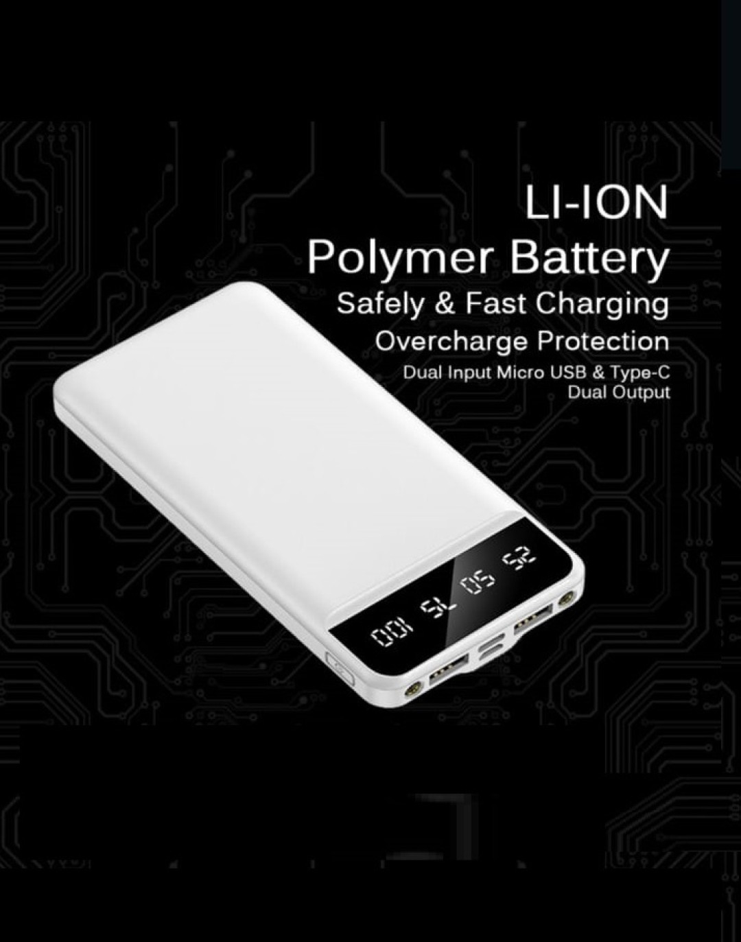 Power Bank 10000 mAh Best Qaulity Fast Charging 20w Lithium Polymer  - White