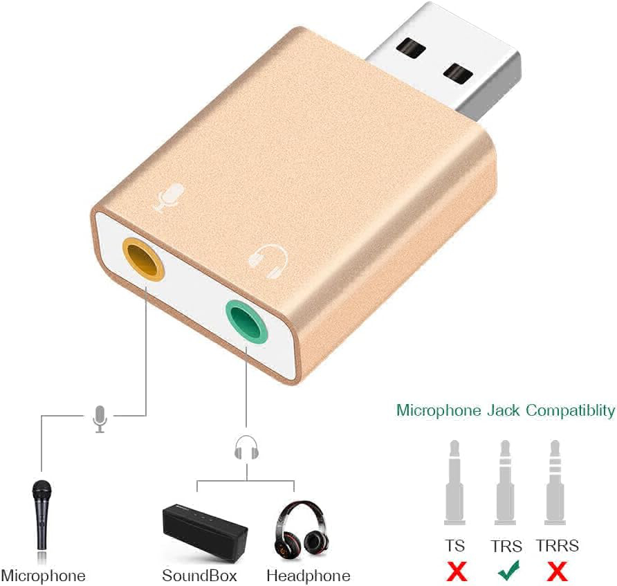 Mini Sound Card, USB External Sound Card Audio Adapter Audio Interface Converter with Audio Input and Output Jack Plug & Play Sound Card for BM 800 Mic and Studio Recording- Multicolor