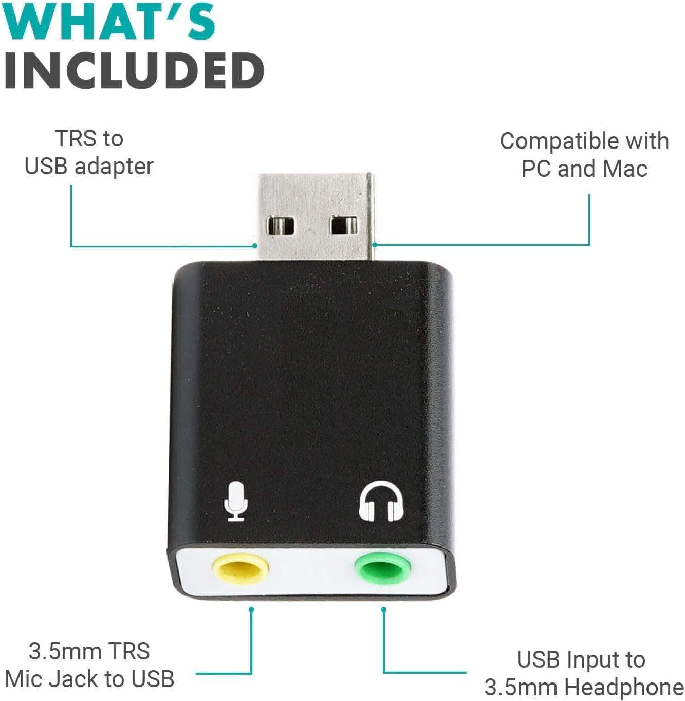 Mini Sound Card, USB External Sound Card Audio Adapter Audio Interface Converter with Audio Input and Output Jack Plug & Play Sound Card for BM 800 Mic and Studio Recording- Multicolor