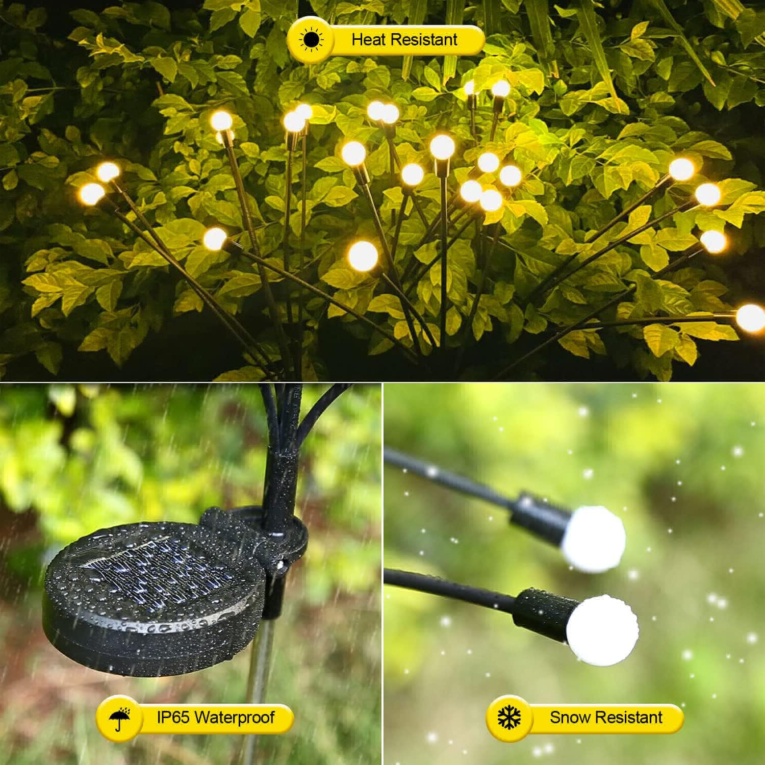 Solar Lights Outdoor Garden,IP65 Waterproof Solar Firefly Lights,Solar Garden Lights for Pathway,Garden landcsape Ornaments,Super Bright Warm White Lights(2 Pack)