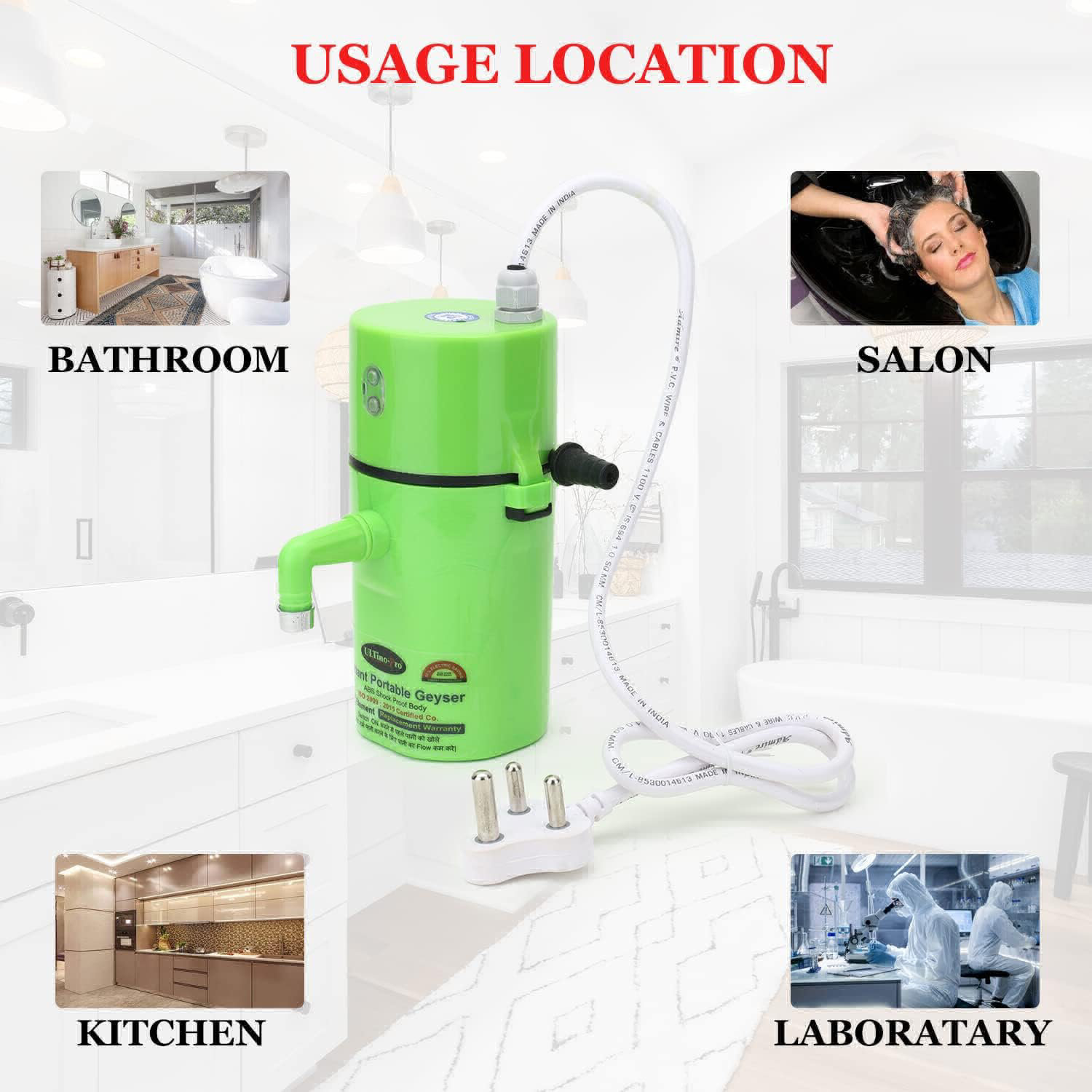 Instant Electric Water Geyser, Portable Mini Geyser, ABS Body- Shock Proof, Electric Saving, Replacement Warranty