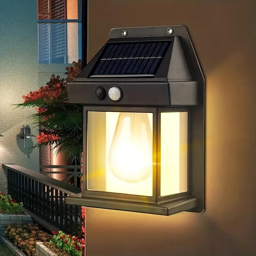 Solar Wall Bulb, Solar Wall Lamp, Tungsten Wall Light-Solar Wire Wall Light, Solar Tungsten Lamp,Motion Sensor Solar Lights Outdoor Waterproof Wall Mount,for Porch Patio Yard Garden Backyard