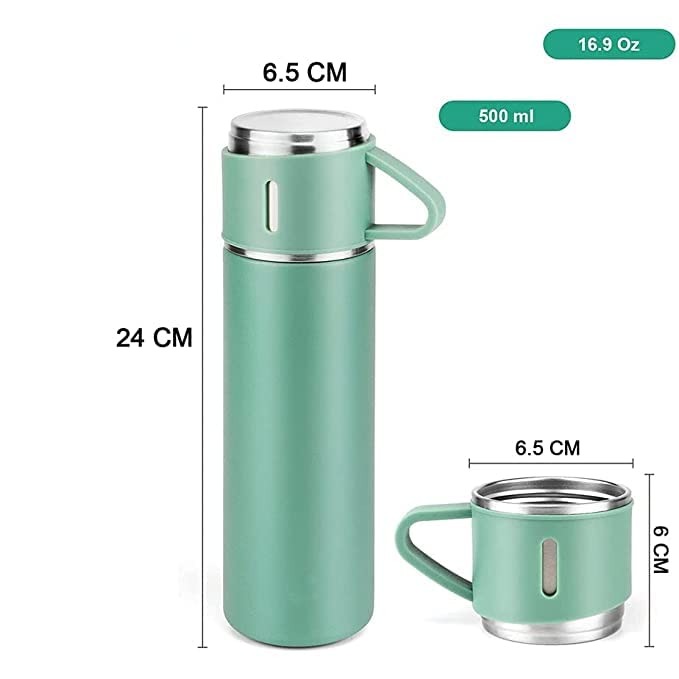 Vacuum Flask Set Vacuum Flask Set with 2 Cups Stainless Steel Vacuum Flask Set Coffee Mug Travel Mug Colour-Multicolor 500ML