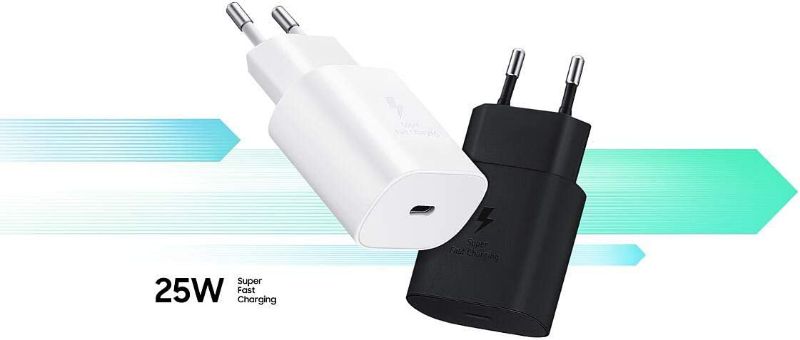 25W C-Type Super Fast Charger Adapter with Cable Set Charger for Galaxy S22/S21+/S21 Ultra/S20/S20+/S20 Ultra/Note20 Ultra/Note10+ Series - Black