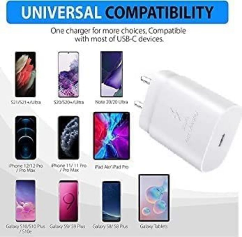 25W USB-C Super Fast Charger 25W Pd Charging Adapter Compatible for Samsung Galaxy S21/S21+/S21 Ultra/S20/S20+/S20 Ultra/Note 10,20/Note 20 Ultra/Note10+ (Only Adapter) (RVT-23-SPDA-0176)