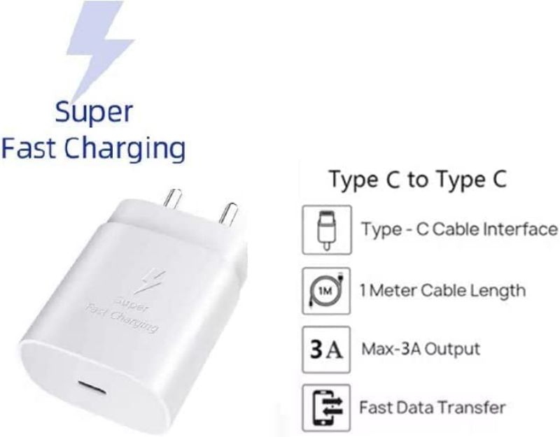 25W USB-C Super Fast Charger 25W Pd Charging Adapter Compatible for Samsung Galaxy S21/S21+/S21 Ultra/S20/S20+/S20 Ultra/Note 10,20/Note 20 Ultra/Note10+ (Only Adapter) (RVT-23-SPDA-0176)