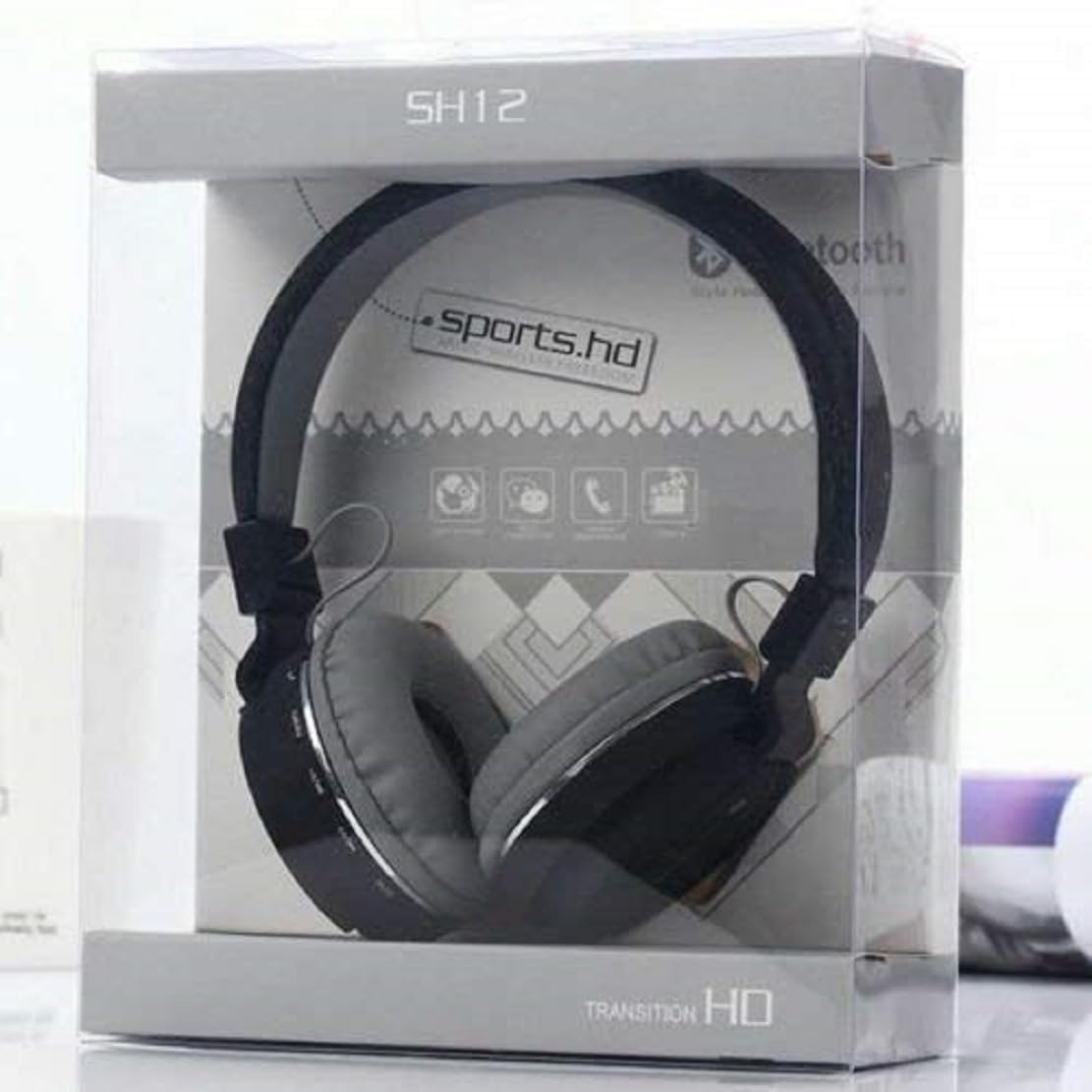 Sh12 Wireless Bluetooth Over The Ear Headphone With Mic - Black