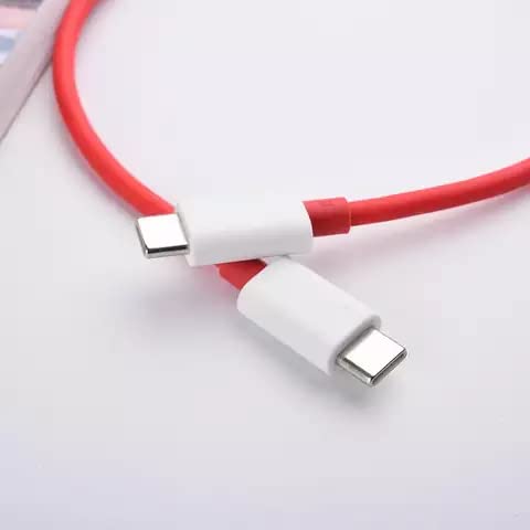 65W OnePlus Dash Warp Charge Cable, 6.5A Type-C to USB C PD Data Sync Fast Charging Cable Compatible with One Plus 8T/ 9/ 9R/ 9 pro/ 9RT/ 10R/ Nord & for All Type C Devices – Red, 1 Meter