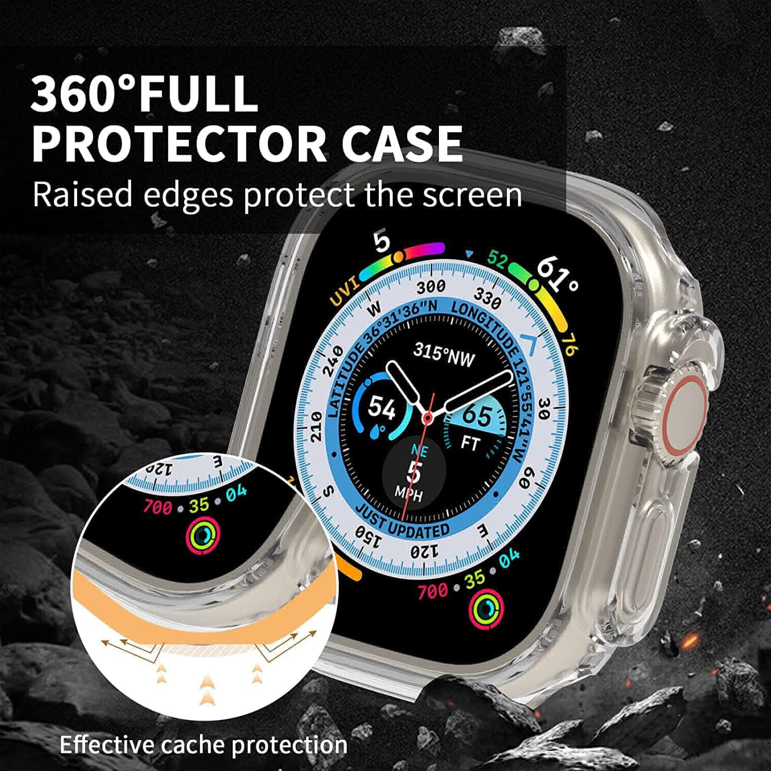 Plastic Watch Case Cover with Screen Protector Temper Compatible with Smartwatch Watch 49mm Ultra Series 8 (Pack Of 4) Transparent Only