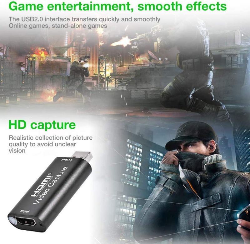 Audio Video Capture Cards, HDMI to USB 2.0/USB High Definition Full HD 1080p 30fps Record via DSLR Camcorder Action Cam for Acquisition,Live Streaming,Gaming,Teaching,Conference