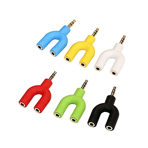 Black 3.5mm U Shape 3 Pin 1 Male to 2 Female EP Stereo Jack Audio Mic Splitter Headset Connector Adapter Compatible with All Mobile Device Phone Converter