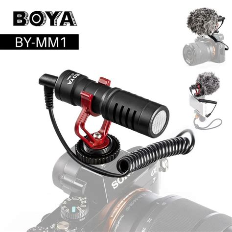 Boy- MM1 Video Auxiliary Unidirectional Microphone Universal Compact on-Camera Mini Recording Mic Directional Condenser For iPhone Android Smartphone Mac Tablet DSLR Camcorder (Black)