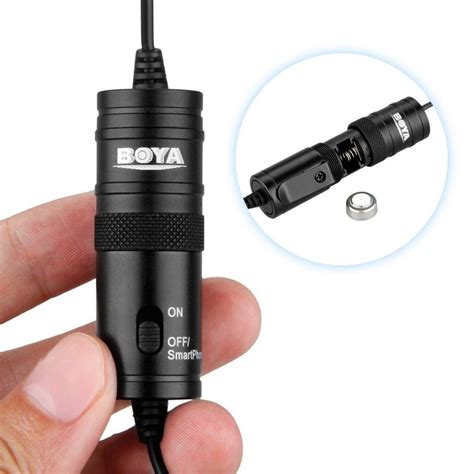 Boya ByM1 Auxiliary Omnidirectional Lavalier Condenser Microphone with 20ft Audio Cable (Black)