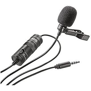 Boya ByM1 Auxiliary Omnidirectional Lavalier Condenser Microphone with 20ft Audio Cable (Black)