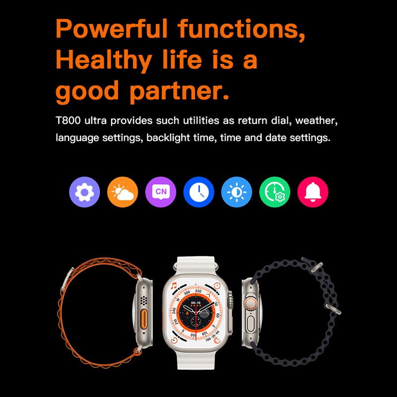 C800 Ultra Smartwatch S8  1 piece without loggo Men Women Bluetooth Call Wireless Charging Heart Rate Sleep Monitoring Watches Support NFC - Orange