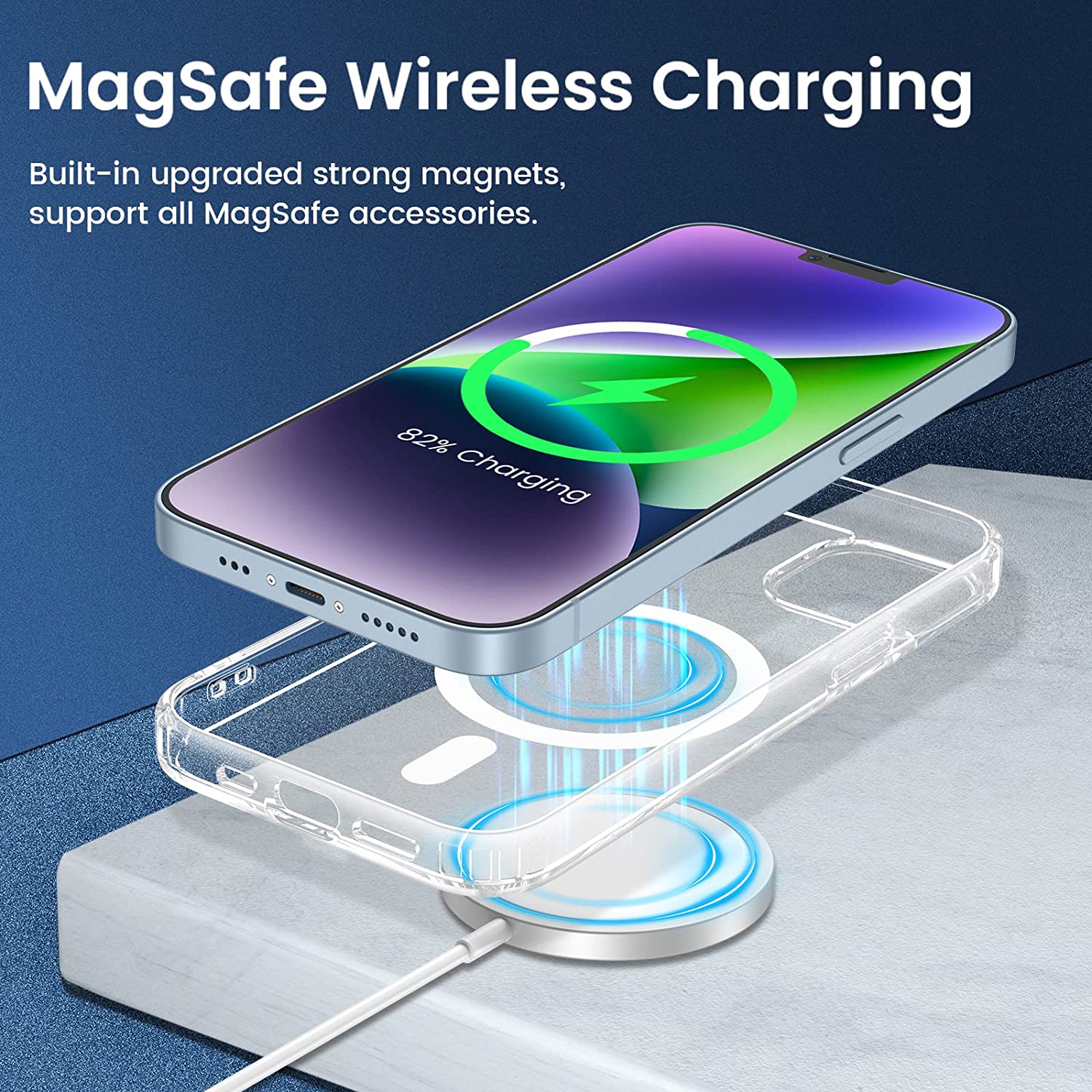 Clear Case Compatible with iPhone Magnetic Case with Built-in Magnets Compatible with MagSafe, Crystal Clear Slim Soft TPU Cover for iPhone - iPhone 14